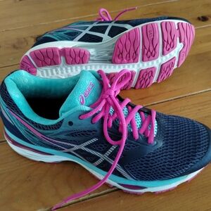 ASICS Women's Athletic Shoes - Navy, Teal, and Pink